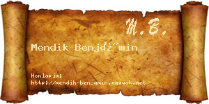 Mendik Benjámin névjegykártya